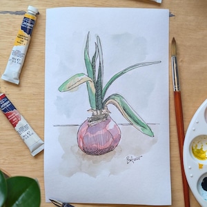 Plant in a Ball | Original Art Print | Ink and Watercolor | MarshallBaltzellArt