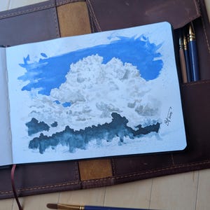 Puffy Clouds | Original Art Print | Ink and Watercolor | MarshallBaltzellArt