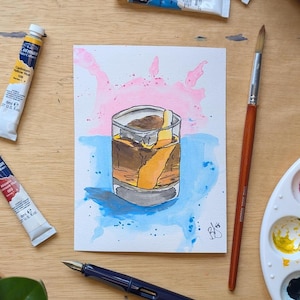 Old Fashioned | Original Art Print | Ink and Watercolor | MarshallBaltzellArt