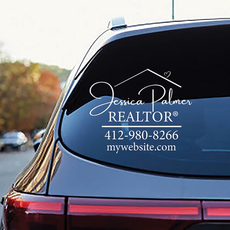 Real Estate Marketing Decal, Custom Realtor Decal, Vinyl Decal for Real Estate Marketing, Realtor Vinyl Decals for cars, Real Estate Decal
