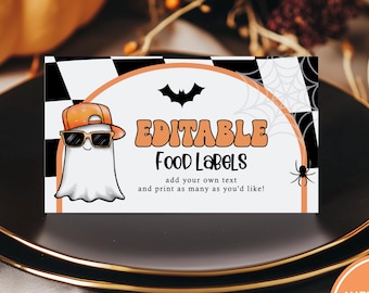 Our Little Boo is Turning 2 Food Tent, Two Spooky Halloween Food Tent, Ghost 2nd Birthday, Cute Cool Ghost 2nd Birthday, Spooky One