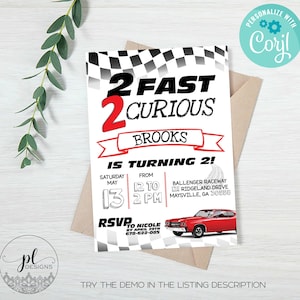 Editable Two Fast Birthday Invitation Two Fast Boy Race Car 2nd Birthday Party 2 Fast 2 Curious Race Car Party Fast And Furious,Vin Diesel