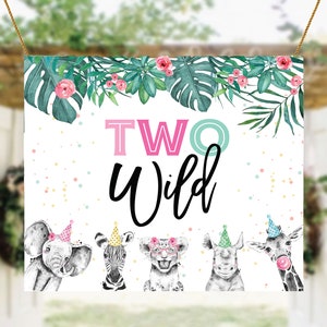 Two Wild Banner, Second Birthday Decorations, Born Two Wild Decorations, Birthday Banner, Birthday Backdrop, Jungle Animals, Safari Birthday