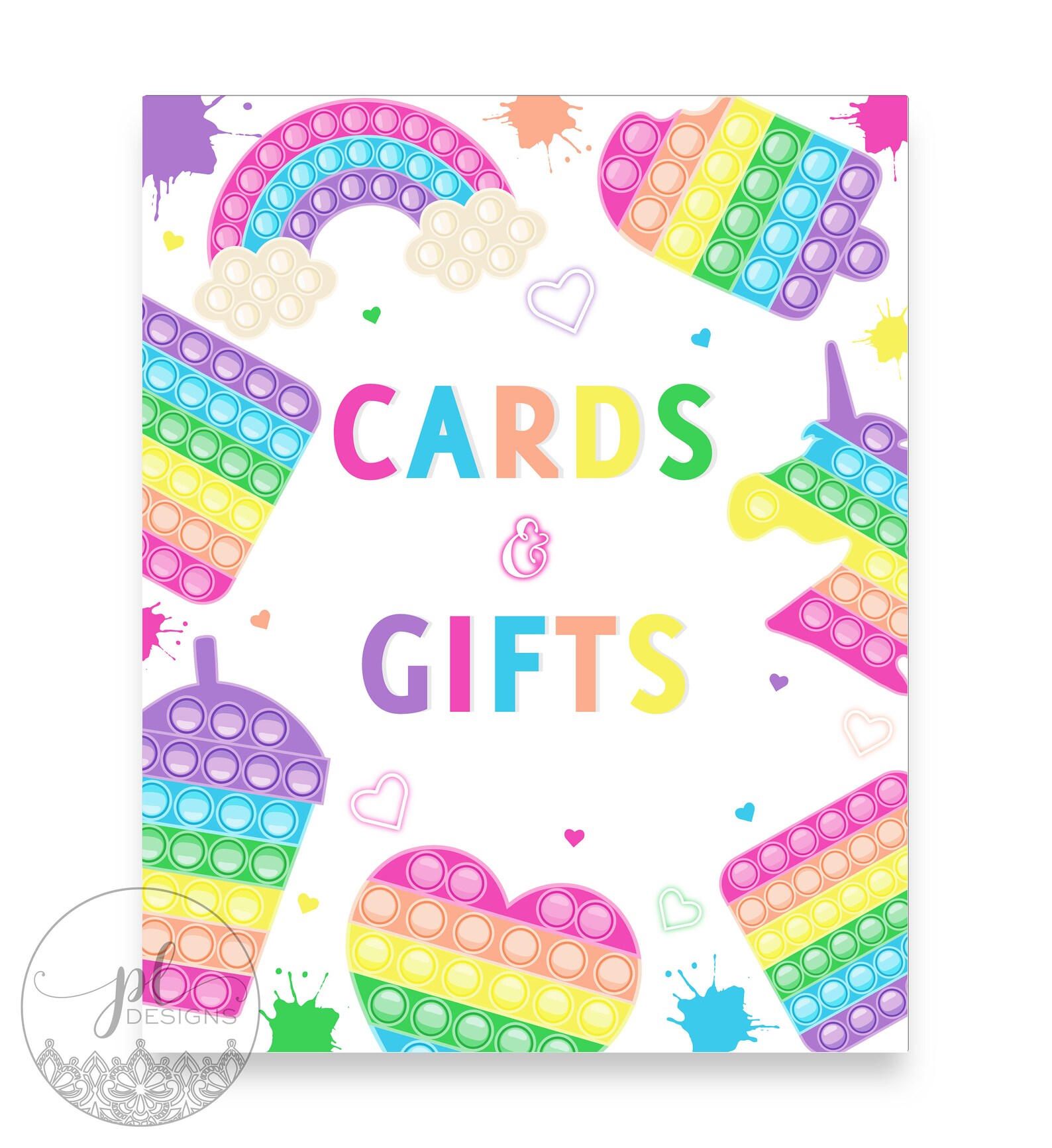 Pop It Party Supplies Cards & Gifts Pop It Decorations Pastel Etsy