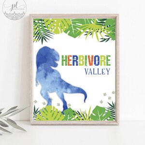 Three Rex Party Supplies, Herbivore Valley, Third Birthday Decorations, Dinosaur Birthday, T-rex, Jungle, Boy Birthday, Party Signs