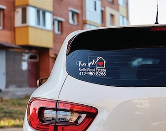 Real Estate Marketing Decal, Vinyl Decal for Real Estate Marketing, Realtor Vinyl Decals for cars/surfaces, This Girl Sells Real Estate