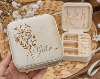 Personalized Jewelry case, Travel Case for Bridesmaids, Bridal Party Gifts, Accessories Case, Wedding Party Gifts, Custom Travel Case