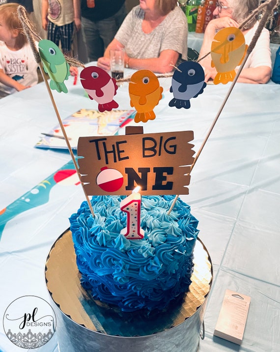 The the Big One Cake Topper Fishing First Birthday Cake Topper. Gone  Fishing Cake Topper Ofishally One Cake Topper Fishing Birthday 