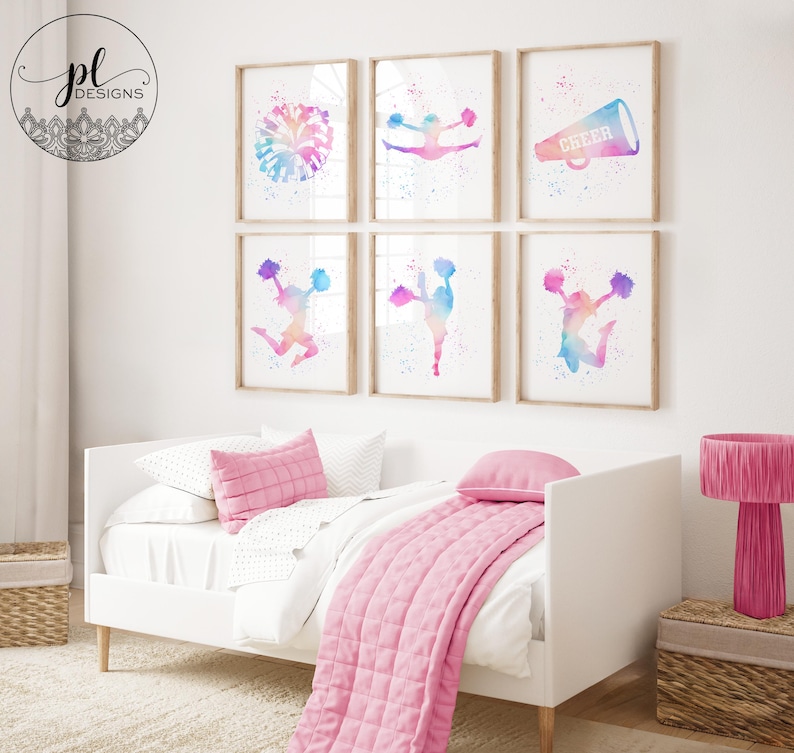 Cheerleading Wall Art, Pastel Rainbow Colored Room Decor, Playroom ...