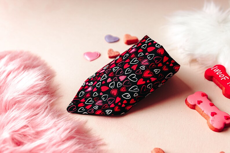 Valentine's Day Hearts Dog Bandana That Slips Over Their Existing Collar. image 5
