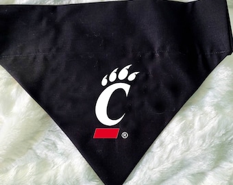 Cincinnati Bearcats, Licensed,  Over the Collar Dog Bandana that Slips onto their existing Collar.