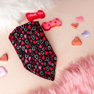 Valentine's Day Hearts Dog Bandana That Slips Over Their Existing Collar. image 4