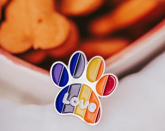 Pride Paw Print Enamel Pin, Enamel Paw Print Pin, Animal Lover Pin, Rainbow Style Pin, Jacket Accessory, Back Pack Pin, Dog Mom Gift