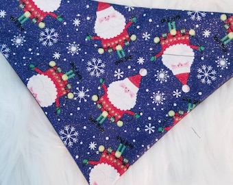 Santa Clause Over the Collar Dog Bandana that Slips onto their Existing Collar