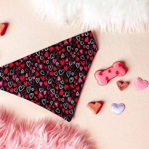Valentine's Day Hearts Dog Bandana That Slips Over Their Existing Collar. image 3