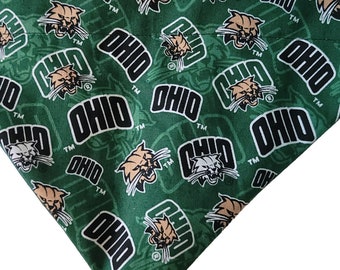 Over the Collar Dog Bandana, Ohio University Slip On Pet Scarf, Bobcat Bandana, Rufus the Bobcat Pet bandana, Dog Accessory