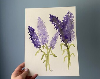 Purple lavender flowers, Floral wall art, boho decor, bohemian , floral wall art, watercolor paintings, home decor, Plant mom, dorm room art