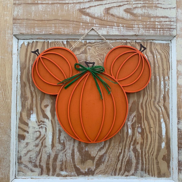 Mouse shaped pumpkin door hanger- fall decor- fall door decor- pumpkin-