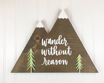 Wander without reason hand lettered mountain range 3d