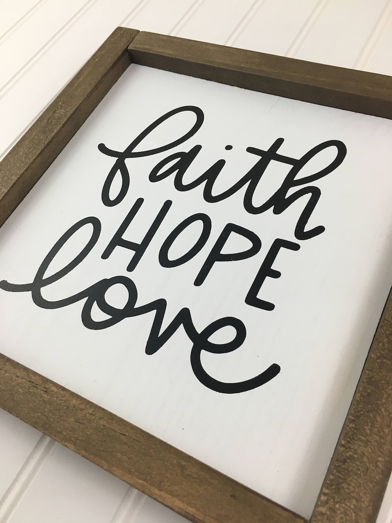 Faith Hope Love hand lettered framed sign | Etsy