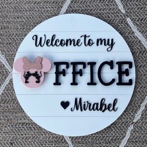 Interchangeable Welcome to my office. Mickey home decor interchangeable personalized holiday decor