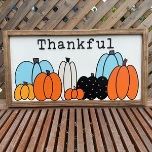 Rustic Thankful Fall Sign: Farmhouse Pumpkin Decor
