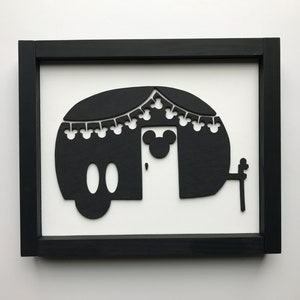 Mouse Camper Sign: Laser Cut Black Camper Art