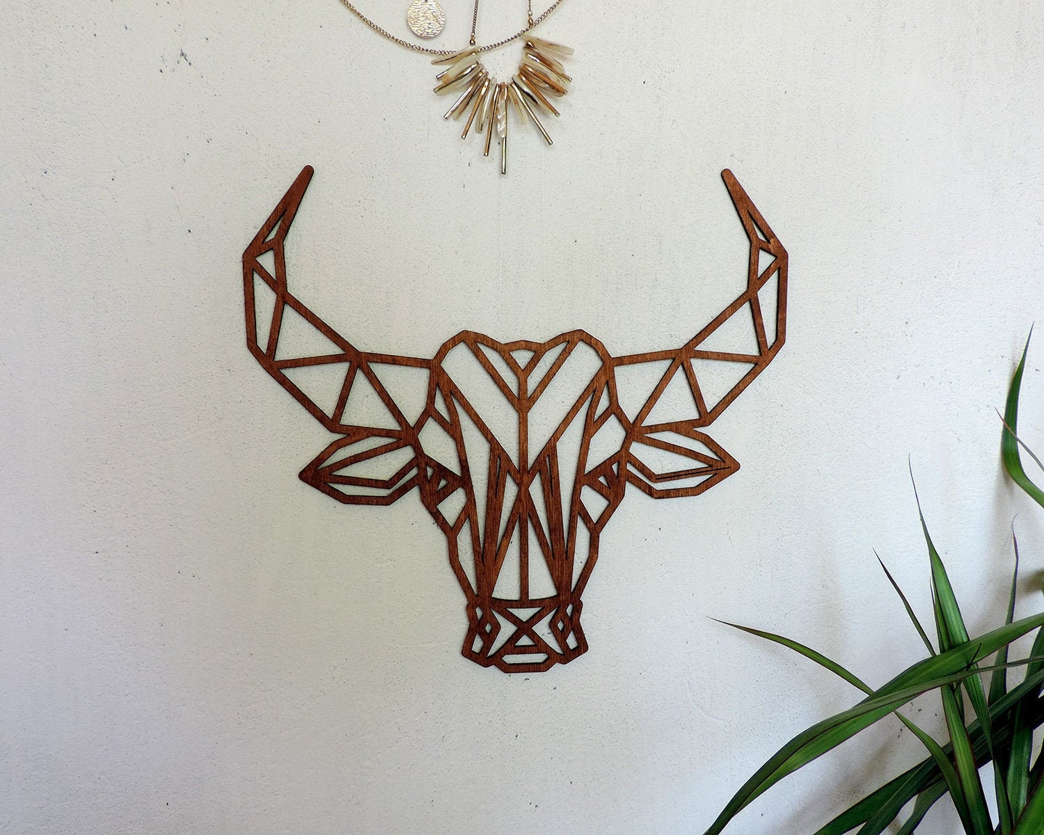 Geometric bull wall hanging Modern animal wall art Geometric Etsy