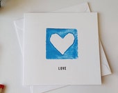 Valentinstag-Karte - blaues Herz Form - Herzkarte - Liebe Herz - Liebe - Reliefdruck - Hand gemacht - von Hand gefertigt - mein Valentinsgruß - Liebhaber werden