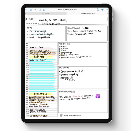 GOODNOTES Daily Planner Paper Template Ipad Tablet PDF Print Etsy
