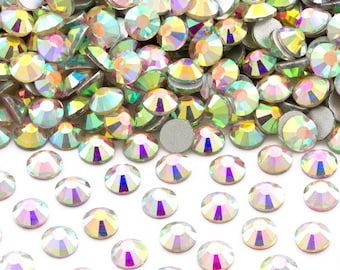 Crystal AB Non-Hotfix Flatback Glass Rhinestones for Embellishments 1.4-12mm | SS3-SS60