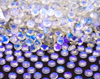 Transparent Aurora Non-Hotfix Flatback Glass Rhinestones for Embellishments 2-6mm | SS6-SS30