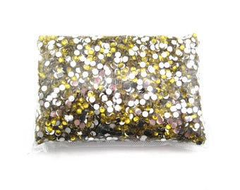 CLEARANCE Off Color Citrine Yellow Flatback Resin Rhinestones for Embellishments and Nail Art 6mm Bulk Bag 10,000 Pieces