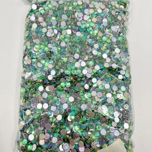 CLEARANCE Light Green AB Flatback Acrylic Resin Rhinestones for Embellishments and Nail Art 6mm Bulk Bag 10,000 Pieces