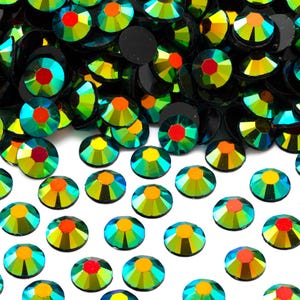 Metallic Green AB Flatback Jelly Resin Rhinestones for Embellishments and Nail Art 2-6mm