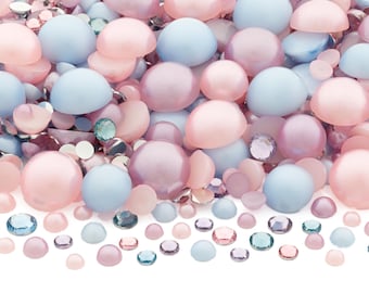 Flatback Half Round Pearl and Rhinestone Mix #35 Fairy Tale 30 Grams | Pearl Sizes 3-10mm | Rhinestone Sizes 3-5mm