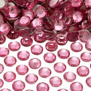 Rose Pink Non-Hotfix Flatback Glass Rhinestones for Embellishments 4-6mm | SS16-SS30