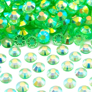 Paradise Green AB Transparent Flatback Jelly Resin Rhinestones for Embellishments and Nail Art 2-6mm