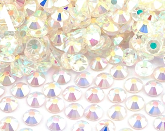 Crystal AB (No Foil) Non-Hotfix Flatback Glass Rhinestones for Embellishments 1.6-6mm | SS4-SS30 | Mixes Sizes