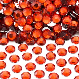 Red Orange Flatback Resin Rhinestones for Embellishments and Nail Art 2-6mm