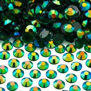 Evergreen Green AB Transparent Flatback Jelly Resin Rhinestones for Embellishments and Nail Art 2-6mm