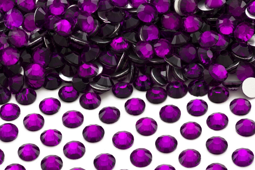Purple Non-hotfix Flatback Glass Rhinestones for Embellishments 1.4-6mm ...
