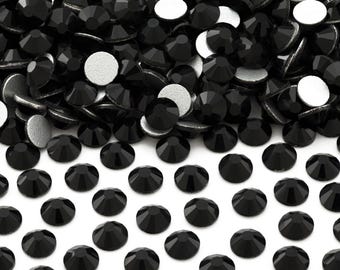 Black Non-Hotfix Flatback Glass Rhinestones for Embellishments 1.4-12mm | SS3-SS60 | Mixed Sizes