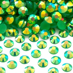 Dark Green AB Flatback Jelly Resin Rhinestones for Embellishments and Nail Art 2-6mm