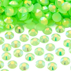 Lime Green AB Flatback Jelly Resin Rhinestones for Embellishments and Nail Art 2-6mm