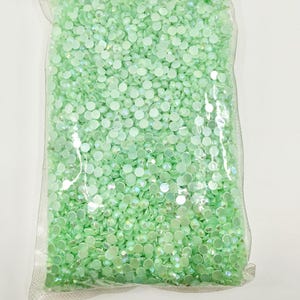 CLEARANCE Light Green AB Flatback Acrylic Jelly Resin Rhinestones for Embellishments and Nail Art 6mm Bulk Bag 10,000 Pieces