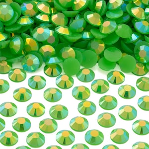 Green AB Flatback Jelly Resin Rhinestones for Embellishments and Nail Art 2-6mm