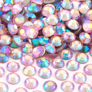Light Pink AB Non-Hotfix Flatback Glass Rhinestones for Embellishments 2-6mm | SS6-SS30