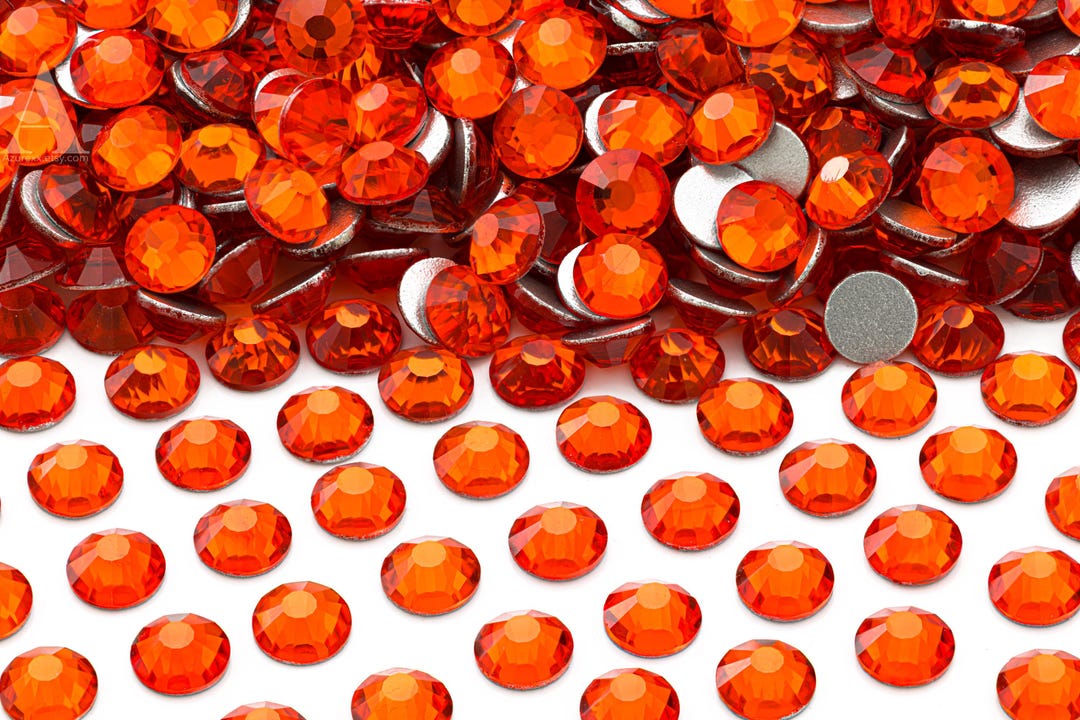 Orange Rhinestone Sheet Orange Non-hotfix Flatback Glass Rhinestones for Embellishments 1.6-7mm ...