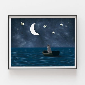 Australian Cattle Dog, Giclee Art Print, "Moon & Stars"